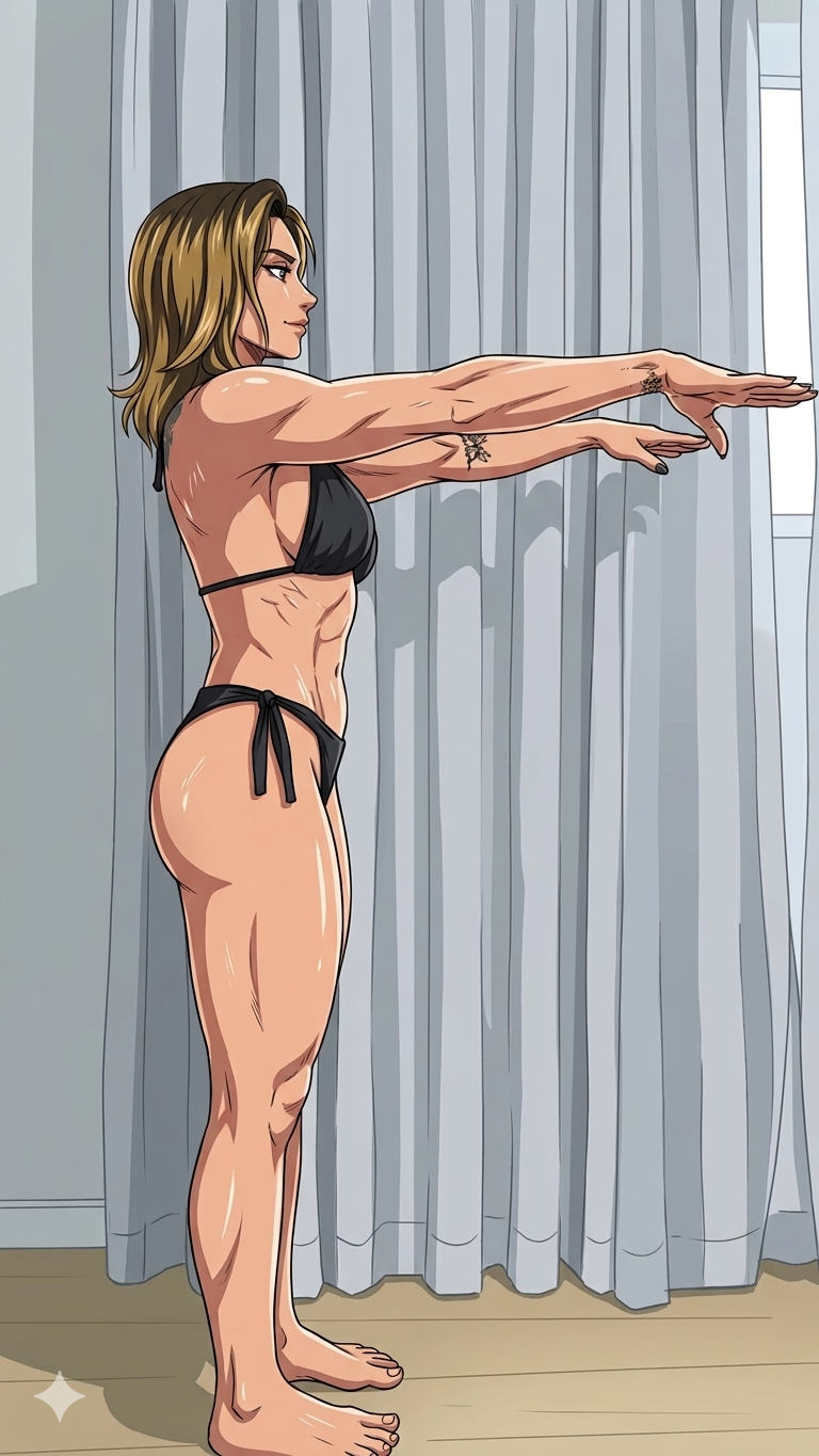 Lateral oposta — braços a 90°